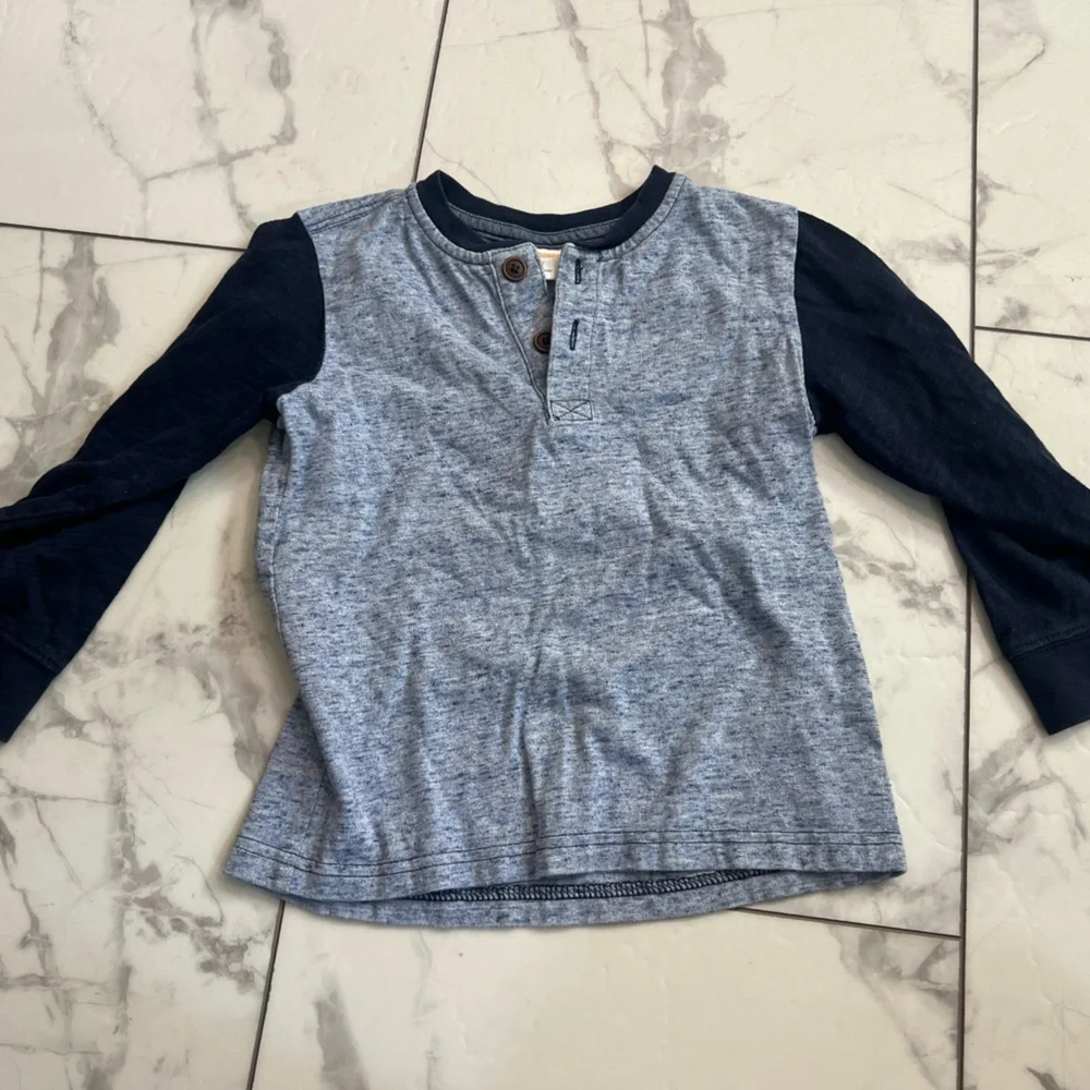 Gymboree Heathered Blue and Navy Long Sleeve Tee
